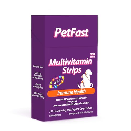 Image of Multivitamin Strips for Dogs and Cats, Beef Flavor, 30 Fast Dissolving Oral Strips, Immune Health and Organ Function Support