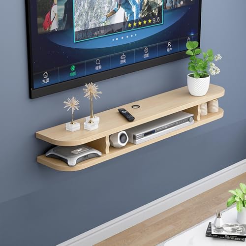 Support TV flottant en bois pour créer un cinéma maison chaleureux dans le salon