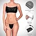 FRASTORDER Disposable Women’s Underwear & Bra Sets - 50 Count Bikini Thongs & 50 Count Bras for Spa, Massage & Tanning (Black)
