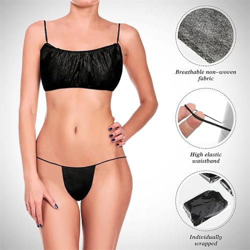 50 Sets Disposable Bras and Panties for Spa Women Bras and Bikini Thongs2