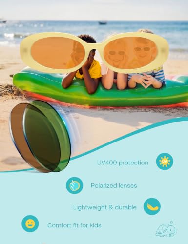 Image of SOJOS Ocean Collection Retro Oval Polarized Sunglasses Kids SUNLIGHT S
