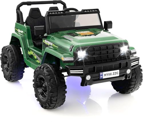 DREAMADE 24V Elektroauto für Kinder, Kinder Elektroauto 2 Sitzer mit Fernbedienung & Hupe & LED- Leuchten & Musik, elektrisches Auto, Elektrofahrzeug für Kleinkinder ab 3 Jahren (Grün)