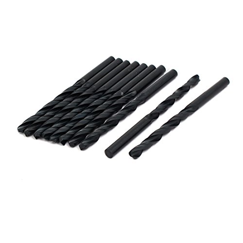 Aexit 5.2mm Dia Tool Holder 85mm Long HSS Spiral Flute Straight Drill Hole Twist Drill Bit Black 10pcs Model:76as22qo53