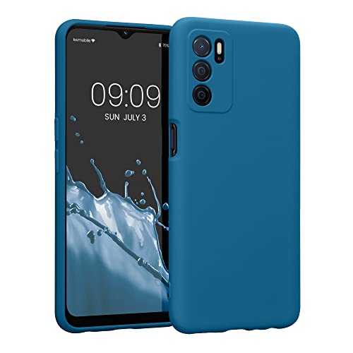 kwmobile Carcasa Compatible con OPPO A16 / A16s / A54s - Funda de TPU y Silicona para teléfono móvil - Azul océano Cover
