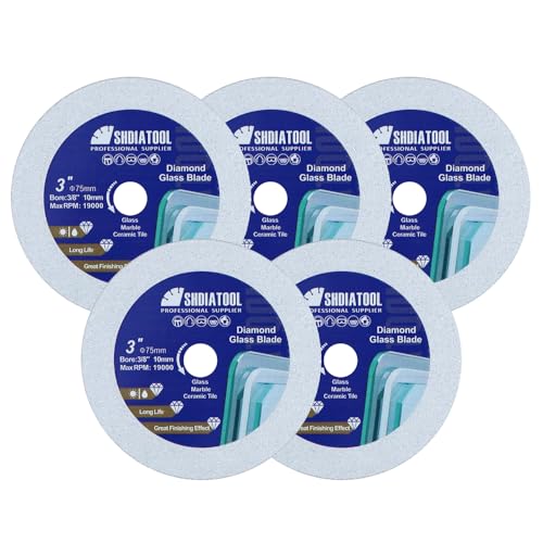 SHDIATOOL Diamond Glass Cutting Disc 3-Inch Saw Blade, Ultra-Thin Cut Off Wheel for Tile Ceramic Porcelain Marble 75mm (5 of Pack) -  A816031010x5.AUS