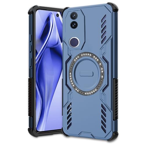 Image of AESTMO Back Case Cover for Vivo V50 / V50E / T4R / iQOO Z10R 5G | Magnetic Case with Built-in Metal Ring | Compatible with MagSafe Accessories | Shockproof Hybrid (PC + TPU) (Blue)