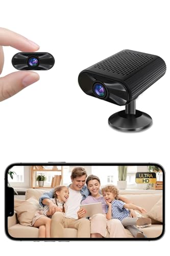 Mini Camera - 4K HD Camera Interieur avec Vision Nocturne et Détection de Mouvement, Contrôlée par Application. Petite Caméra sans Fil pour la Maison, Bebe, Animaux (2.4GHz Wi-FI)