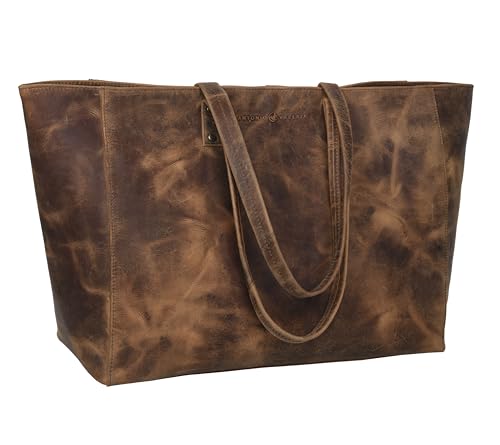 Antonio Valeria Avery Schultertasche aus Leder mit Tragegriff für Damen, Braun (Brown), Medium…