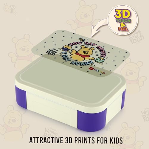 Image of CELLO Kidzbee Galaxy Hunny Bear Insulated Kids Lunch Box with Inner Steel Box, Off White | 3D Touch & Feel Designs Tiffin Box | Leak Proof & Break Resistant | Ideal for School & Picnic