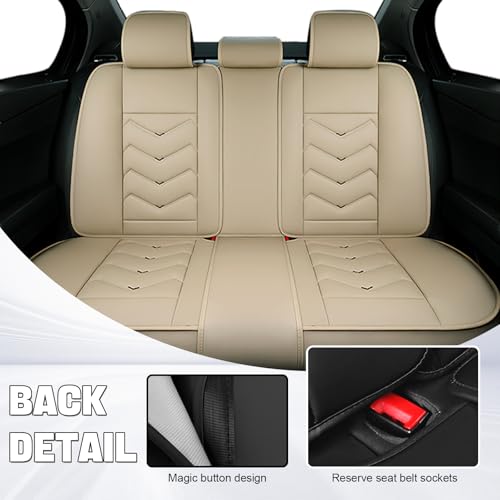 Image of Car Seat Cover for Jeep Wrangler 2000-2026, Seat Covers Full Set,Non-Slip Waterproof seat Cover,Wear-Resistant Nappa Leather car seat Covers. (Standard 5 Seats /Beign)