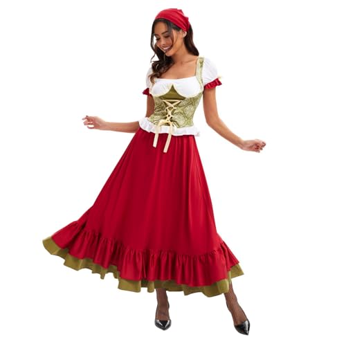 Vestido tirolés con delantal de encaje y blusa tradicional para mujer