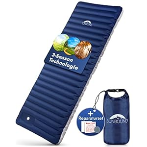 SUNBOUND® – aufblasbare Isomatte – 12 cm Dicke – Bester Schlafkomfort – Camping Matratze mit integrierter Pumpe – Ideal…
