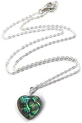 Abalone Shell Heart Pendant Necklace and Earring Set
