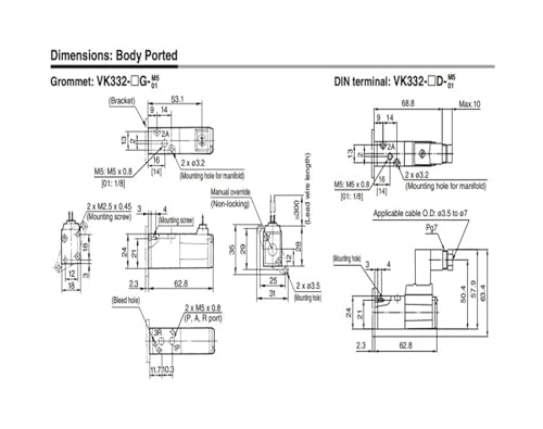 VK300 Clapet à commande directe résistant aux huiles pour distributeur 3 ports - 6