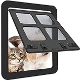 Premium Katzenklappe Hundeklappe 24×19cm Abschließbar Katzentür Katzenklappe Innentür Fliegengitter Katzenklappe 4 Switch Modelle, Robust Automatisch Verriegelnde Hundetür Für Welpen und kleine Katzen