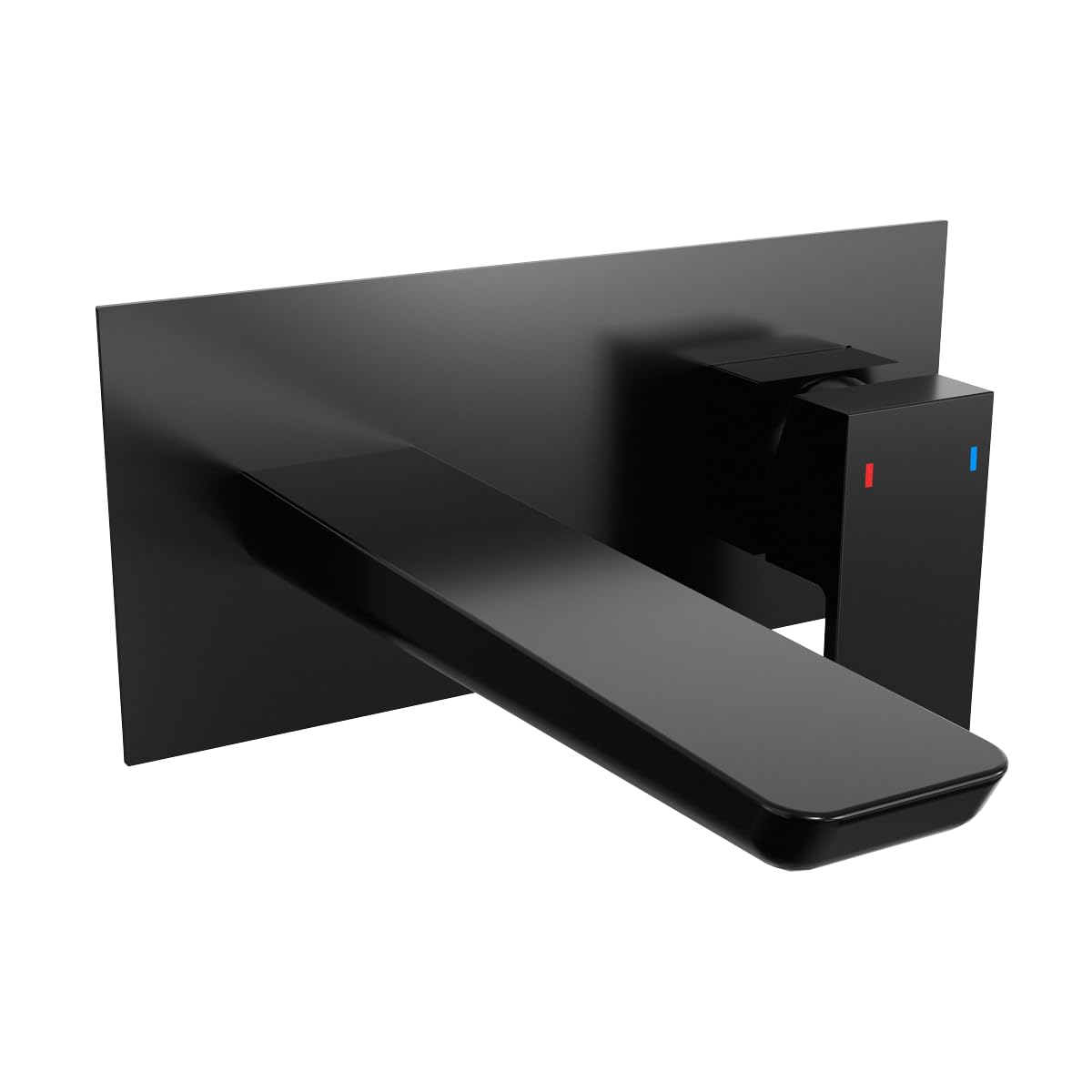 Baridi Wall-Mounted Basin Mixer Tap, Square, Matt Black – DH397