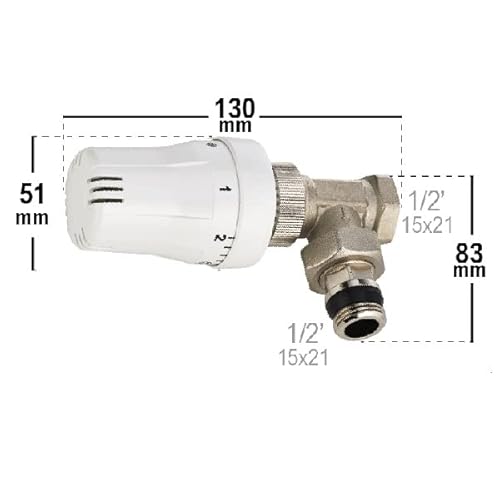 Válvula Termostática en Ángulo para Radiador MH 1/2 | Control Automático de Temperatura | Ahorro Energético y Confort Térmico | NOYON & THIEBAULT - imagen 4