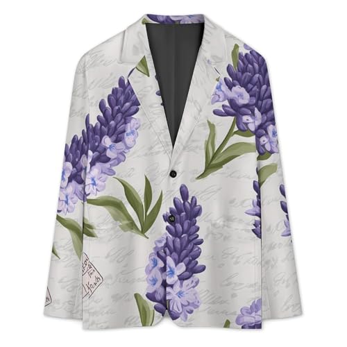 Vintage Lavender Floral Flowers Mens Blazer Lightweight Sport Coat Two Button Suit Jackets3