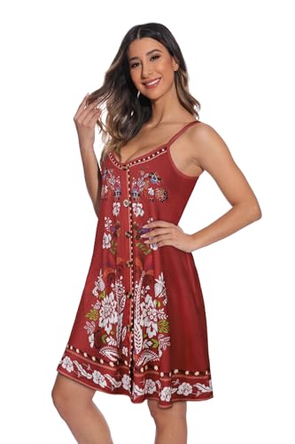 Image of JOELLYUS Summer Dresses for Women Spaghetti Strap Button Down Casual Sundress Beach Cover Up Dress with Pockets 2026
