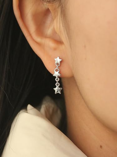 6 Pairs Small Y2K Earrings for Women Simple Vintage Silver Stud Earrings Rhinestone Zircon Cross Star Moon Pin Earrings Set Vintage Cartilage Y2K Stud Earrings Jewelry Set3