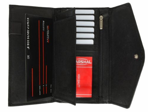 MARSHAL Womens Checkbook Wallet with Id Window and Snap Button Closure