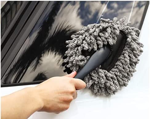 Ocharzy Microfiber Car Duster Exterior Interior Cleaner Handle (Small Duster, Gray)