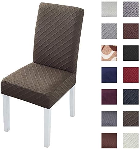 Kivors Universal Thicken Stretch Chair Slipcovers, Removable Chair Cover Washable Dining Chair Cover Chair Protective Covers for Husse Hotel Party Banquet (Jacquard Brown, 6)