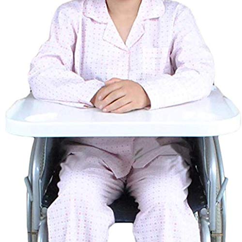 車椅子用ラップトレイ テーブルアクセサリー カップホルダー付き 医療用ユニバーサルトレイ デスク 手動または電動車椅子と子供用に適合 (ホワイト)