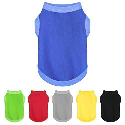 Elevate Your Dog's Fashion Quotient with Colorful and Breathable Sleeveless Cotton Shirts! Perfect Pet Apparel for Small to Medium Dogs Blue S