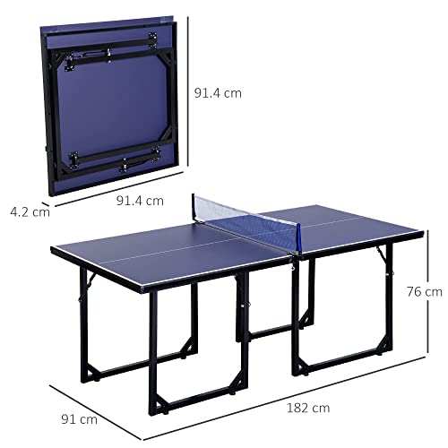 HOMCOM Tavolo Da Ping Pong Pieghevole - 152.5x274x76cm, Con 8 Ruote, Legno MDF E Acciaio - Foto 9