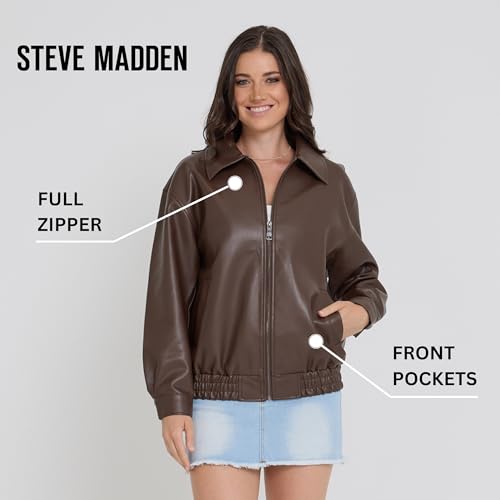 Steve Madden Leather Jacket Women – Faux Leather Oversized Bomber Jacket Women, Plus Size Motorcycle Jackets4