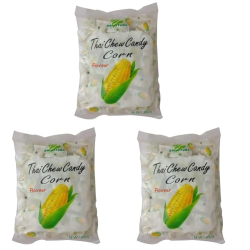 Image of Haoliyuan Avril Dress Thai Chew Corn Flavored Candy | Thailands Toffee, 12.35 Oz / 350 G (Pack of 3)