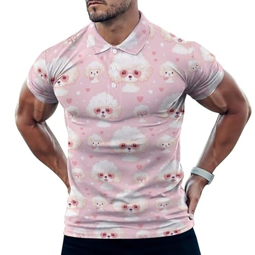Polo de golf anti-humidité doux et extensible imprimé caniche