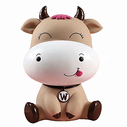 Large Piggy Bank Cattle for Toddlers Children Girl Boys, Shatterproof Vinyl Coin Bank, Makes A Perfect Unique Gift, Nursery D¨¦cor, Keepsake, Or Savings Piggy Bank for Kids, Brown