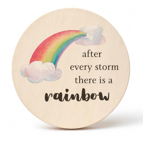 Rainbow Baby Pregnancy Announcement Sign - 6" Reversible Wooden Newborn Birth Sign - After Every Storm There is a Rainbow - Nursery Decor Photo Prop