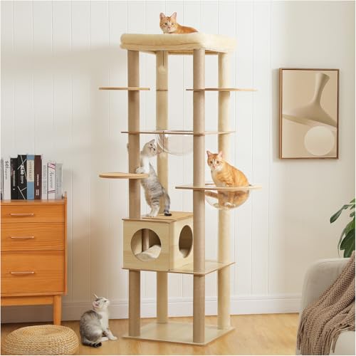 Árbol de gato de madera 71" alto para gatos grandes miniatura 1