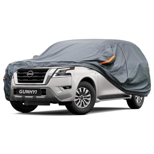 Image of GUNHYI Premium Car Cover Custom Fit Nissan Armada, 16 Layers Heavy Duty Car Cover Waterproof All Weather with Zipper Door for Sun Rain Snow Dust Uv Protection