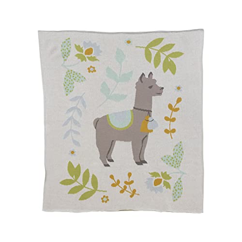 Creative CoOp Cotton Knit Llama Baby Blanket, Multicolor Deal