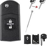 Flip Car Key Fob Case For Mazda 2 3 5 6 RX8 MX5 Remote Key Fob Case with Pin Removal Tools (Side Battery Holder) (2 Buttons)