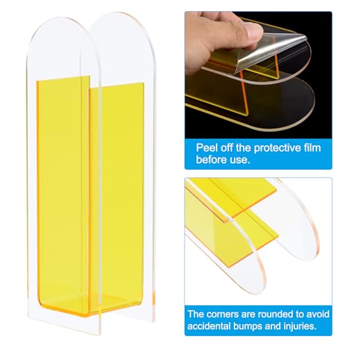 PATIKIL Acrylic Vase, Arch Acrylic Floral Vase Clear Geometric Plastic Decorative Vase for Wedding Table Centerpiece Home Decor Yellow - Image 3