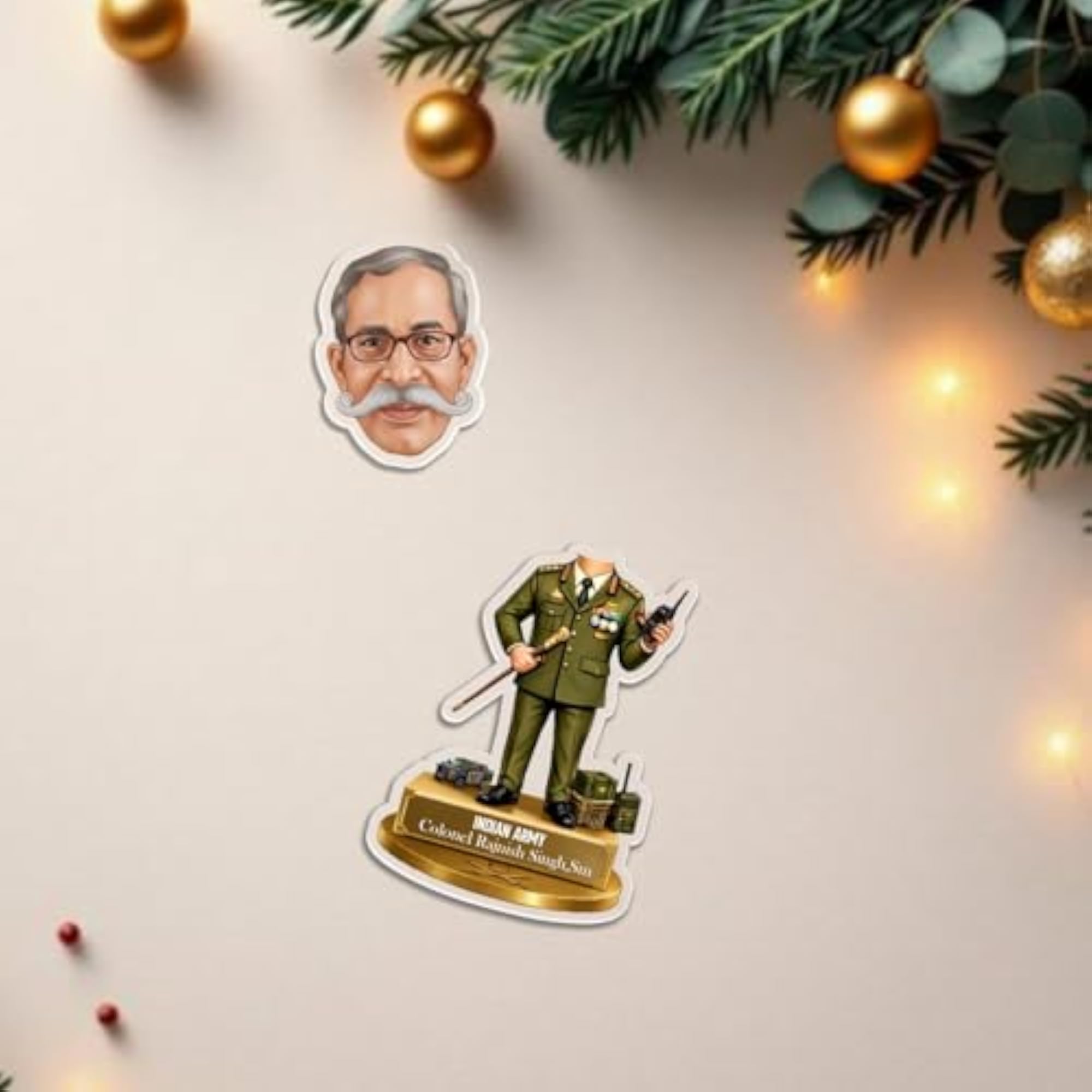 Personalized Indian Army Officer Bobblehead Caricature
