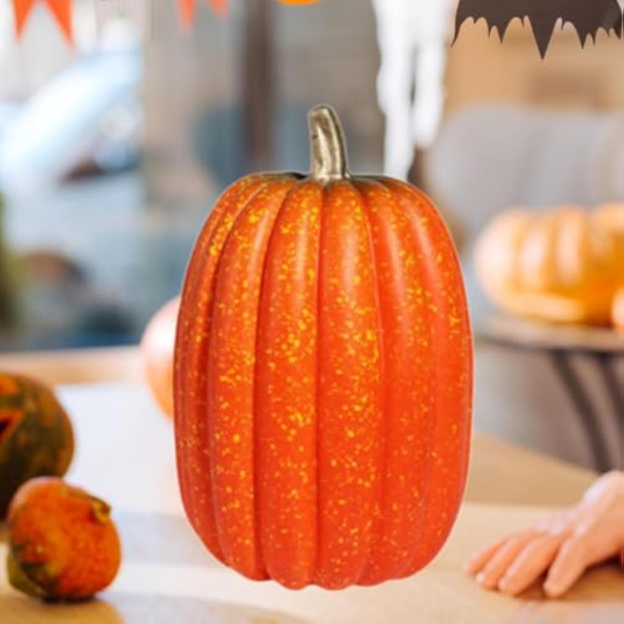 Realistic Artificial Pumpkin Decoration, 21cm Height, Orange
