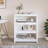 TANZEM Estantería, Libreria Estanteria, Muebles Auxiliares, Estanterias Almacenaje, Mueble Almacenaje, Mueble Organizador, Estanteria Oficina, Madera Maciza de Pino Blanca 80x35x97 cm