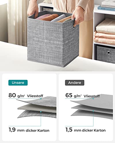 SONGMICS Aufbewahrungsbox, 6er Set, Ordnungsboxen aus Vliesstoff mit Griff, Boxen Aufbewahrung, 26 x 26 x 28 cm, Organizer Box, für Würfelregal, Faltbox, Kleideraufbewahrung, grau meliert RFB026G01