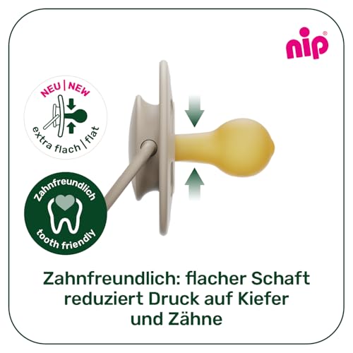 nip - Cherry Green Night | 0-6 Monate | 4er Pack | Stillfreundlicher, zahnfreundlicher Babyschnuller mit Leuchtknopf. Nachhaltiger Schnuller aus natürlichen Rohstoffen, Lila/Rot
