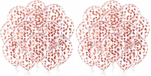 Image of Rozi Decoration Confetti Metallic Latex Balloon Theme Party Birthday Celebration Wedding Decor Balloons for Home, Lawn, Restaurants (Set of 10 - Rose Gold) (Pack of 2)