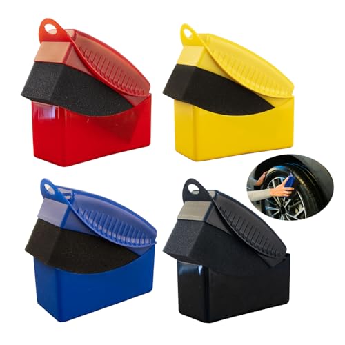 4 esponjas para neumáticos, pulido y cepillado, productos de limpieza y aplicador de cuidado