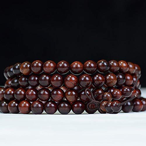 JAJAFOOK 6mm 8mm 10mm 12mm Natural Fragrant Mahogany 108 Mala Meditation Beads Tibetan Buddhism Prayer Beads Round Polished Rosary for Men Women3