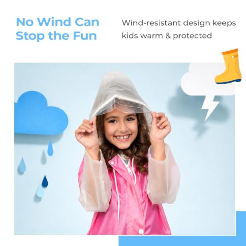 Image of Lifelong Kids Solid Textured PVC Raincoat| School Bag Extension & Side Pocket | Rain Coat| Raincoat for Boys & Girls | Kids Raincoat | Waterproof Rainwear with Carrying Pouch, 6-7 YRS (Pink & White)
