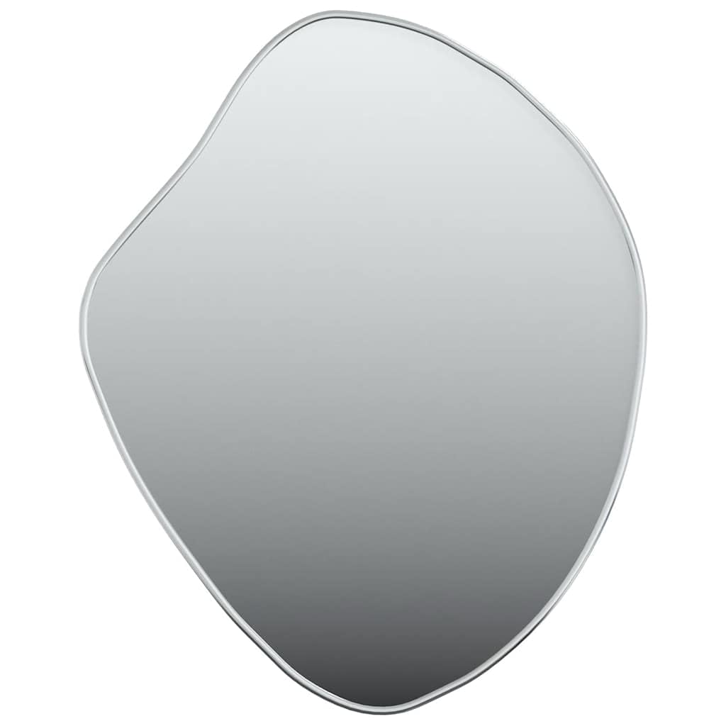 KGHFDVB Silver Framed Wall Mirror 60x50 cm - Minimalistic Glass Mirror with PVC Frame for Bedroom, Living Room, Bathroom, Hallway